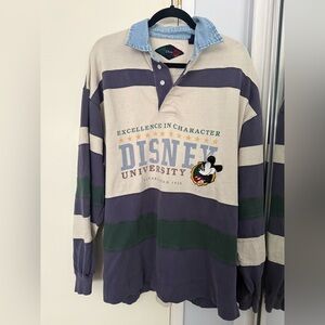 Disney University Rugby Shirt – Oversized Striped Pullover (XL)